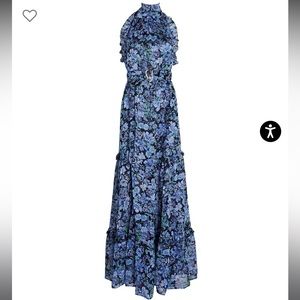 Sabina Musayev Blue High Neck Maxi Dress